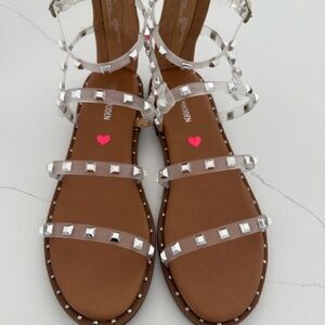 Steve Madden Kids J Travel Clear Stud Gladiator Sandals Shoes NIB